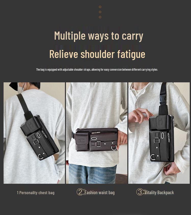 Męska wielofunkcyjna sportowa torba na pas i crossbody - Torba na klatkę piersiową z PVC o dużej pojemności do jazdy na rowerze i przechowywania telefonu