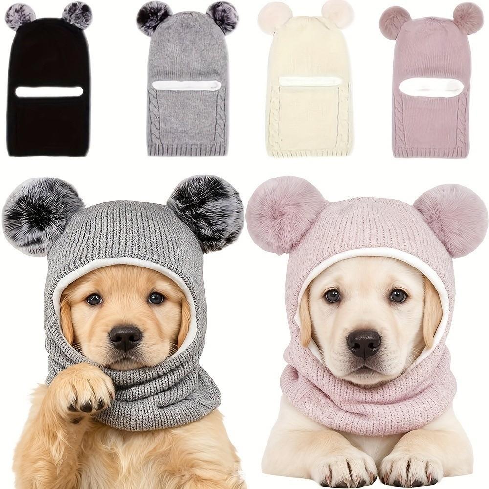 Cute Pet Knitted Warm Hat Solid Color Noise Reduction Dog Calming Earmuff Handmade Comfortable Soothing Head Covers Photography