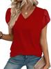 Women's lace T-shirt spring and summer European and American women's clothing new bubble sleeve lace V-neck pullover top women