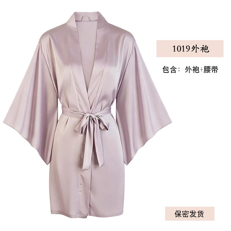 Yiyue sexy pajamas French suspender satin thin sexy underwear flirting pure loungewear women's nightdress 1101