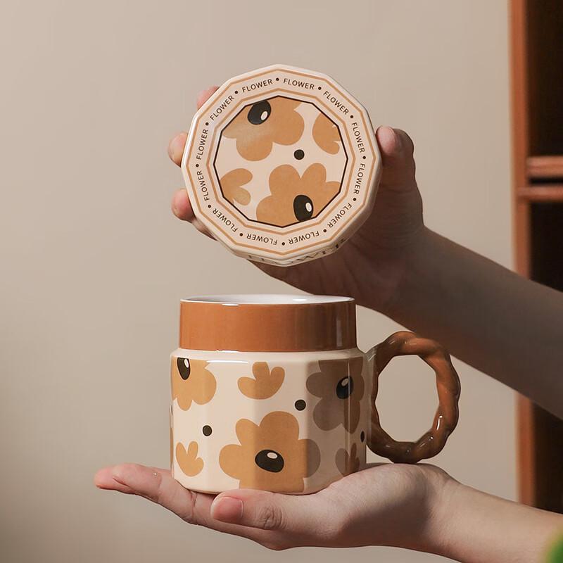 Bai Zi En Creative Retro Ceramic Mug with Lid
