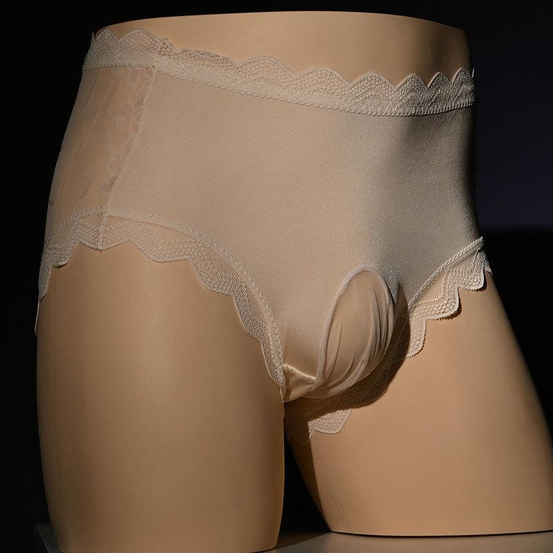 Sissy Lingerie For Men Sexy Pouch Penis Sheath Panties Lace Hollow Mesh Transparent Low Rise Transparent Gays Briefs
