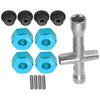 12mm Wheel Hex Hub Adapter 7mm Thick M4 Flange Lock Nuts Cross Wrench Set for 1 10 RC CarBlue