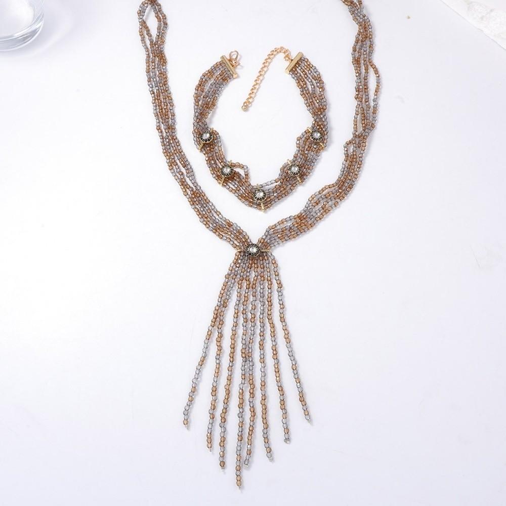 2 PCS Versatile Stacked Beads Necklace 2 Layers Women Collarbone Chain Beaded Choker Necklace  Daily