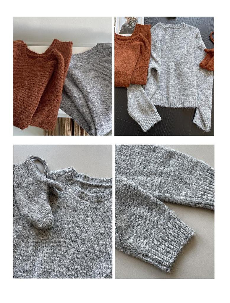 Juzhi 2024 Autumn/Winter Korean Round Neck Knitted Sweater A72