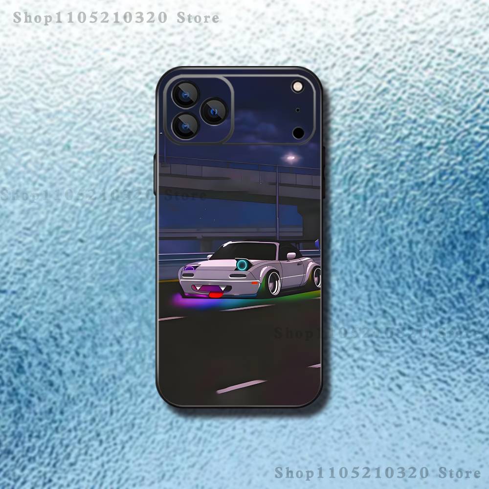 Cute M-Miata M-Mx5 Red Car Phone Case For iPhone 17,16,15,14,13,12,Pro,Max,Plus,E,SE4,Air,Mini Black Soft Box