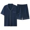 Medium and the elderly pajamas men's summer thin cotton short-sleeved shorts dad summer loungewear set large size loose