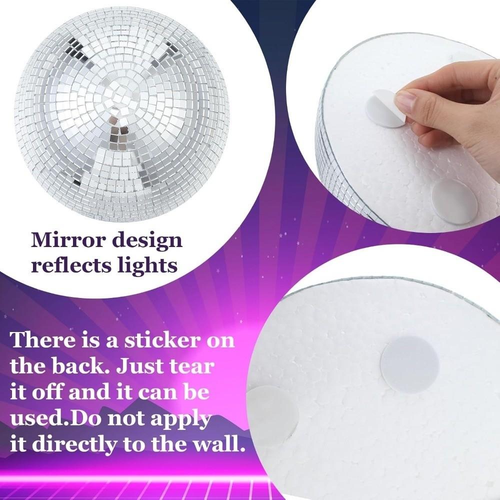5Pcs Metallic Disco Ball Half Wall Decor Glittery Light-refracting Mirror Disco Ball Wall Art Adhesive-backed Glass Mirror
