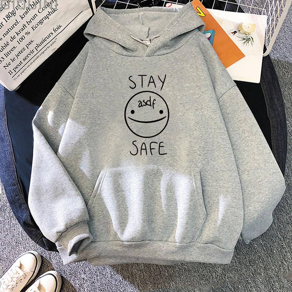 Eddsworld Smile STAY SAFE Oversized Hoodie WoUnisex Funny Print Long Sleeve Pullover Kawaii Fashion Autumn Winter Sweatshirts