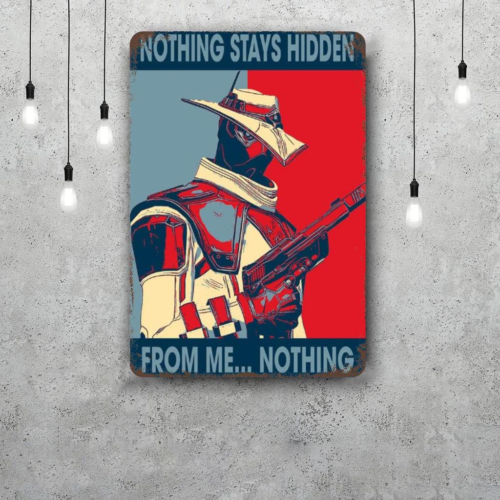 Cypher Valorant Vintage Metal Tin Signs Posters Decor Retro Metal Plaque Wall Art Decor for Garage Bar