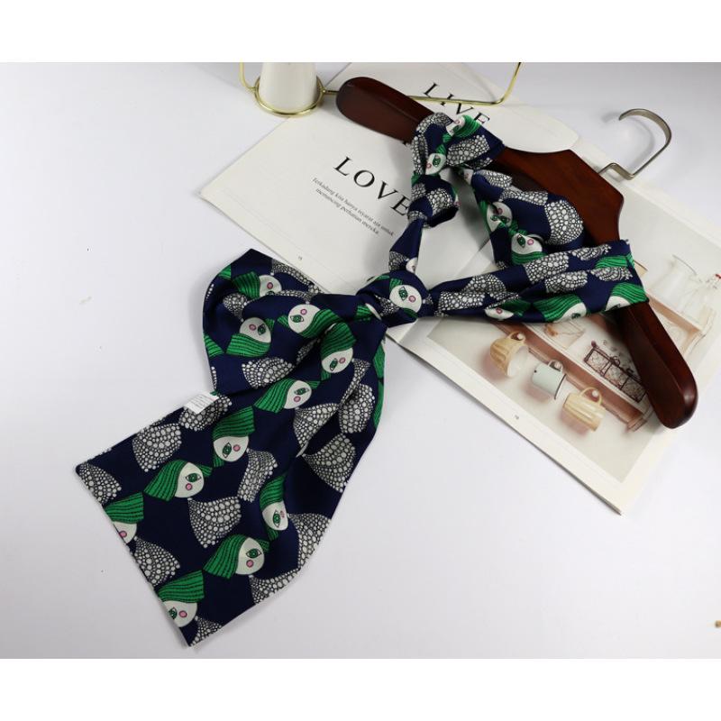 New Silk Scarf Women's Small Long Narrow Silk Scarf Spring and Autumn Scarf Professional Temperament Scarf Shirt Accessories Tied Bag Headband