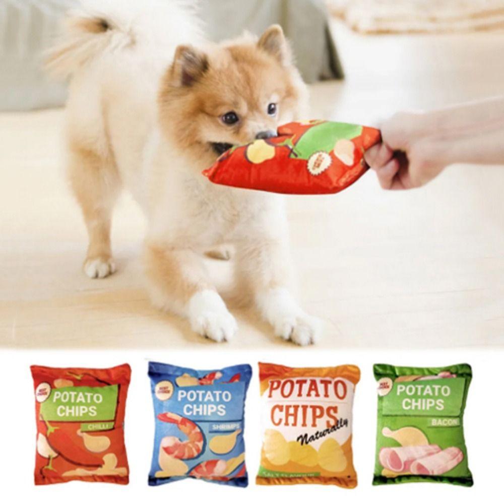 

Игрушка-чипсы для собак, устойчивая к укусам Интерактивная пищащая игрушка-чипсы для щенков избавит от скуки