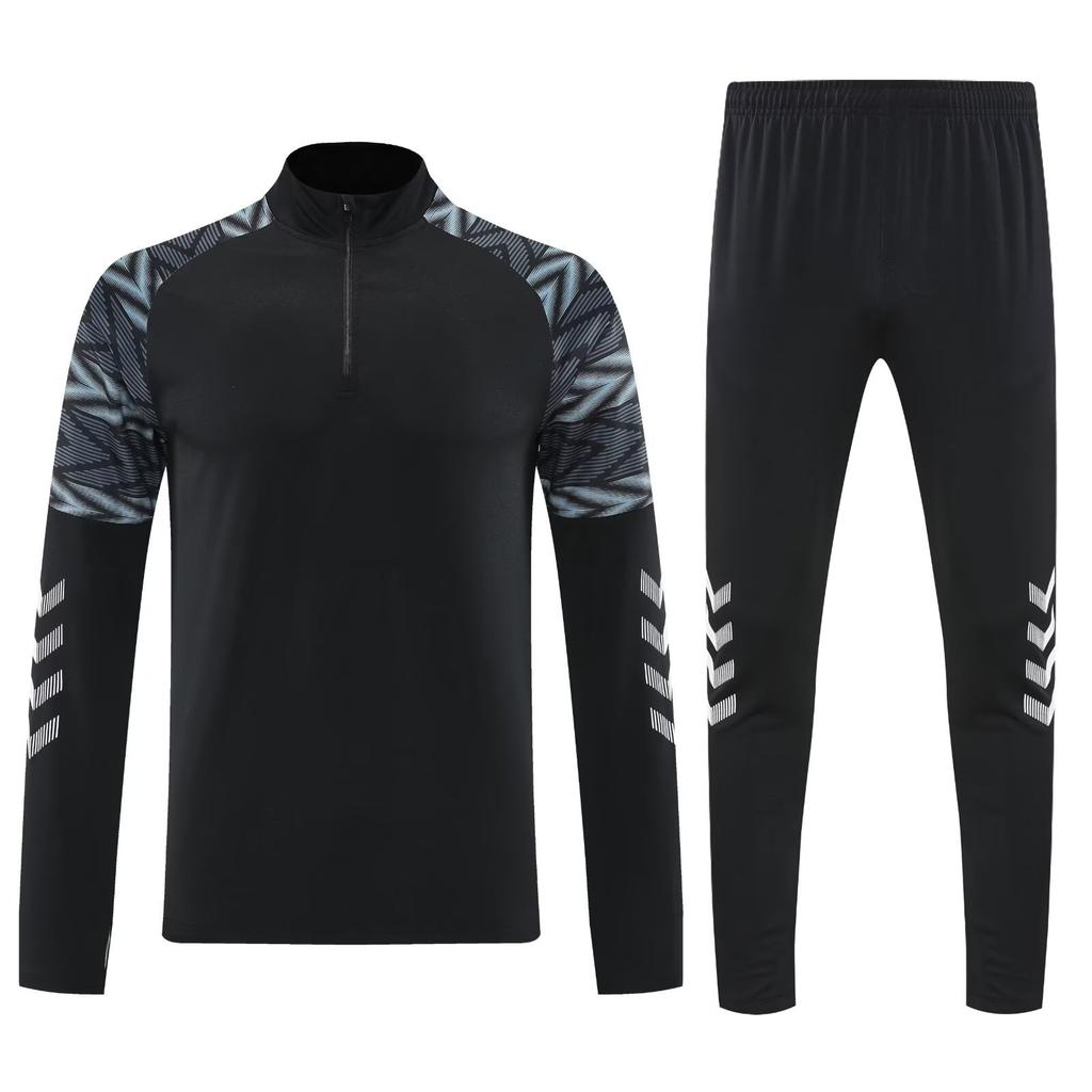 Light Plate Half Zipper Casual Sportswear Basic Trousers Football Training Suit Set
