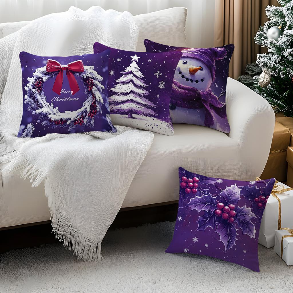 Home Decor Christmas-Themed Pillows With Snowy Patterns Pattern Cushion Cover Suitable For Sofa Bedroom Car Pillow Cover