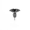 Dark Gothic Stainless Steel Snake Wing Red Zirconia Heart Ear Studs