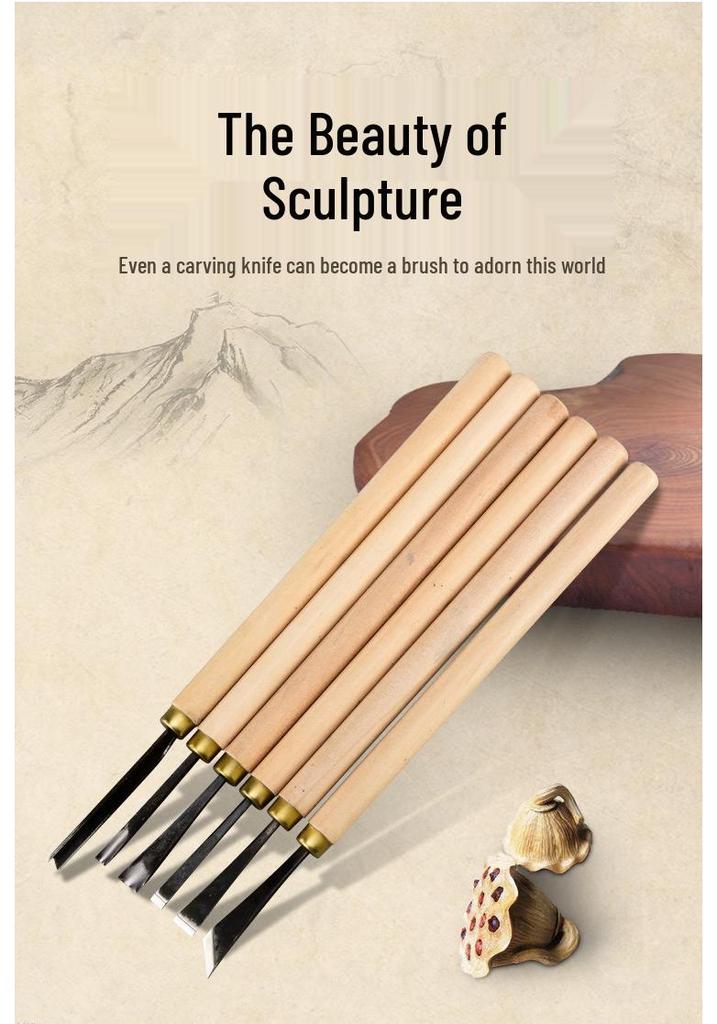 Dongyang Handmade Wood Carving Knife Set: Root, Flower, and Roughing Shaping Chisels.