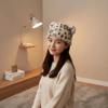 Soft Plush Bear Hat Imitation Mink Fur Brimless Pullover Cap Soft Leopard Print Beanie  Girls