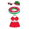 1 Set Porch Goose Outfits Outdoor Garden Lawn Yard Goose Statue Striped Shirt Red Hat Hawaii Bikini Swim Ring Holiday Party Dress-up Clothing