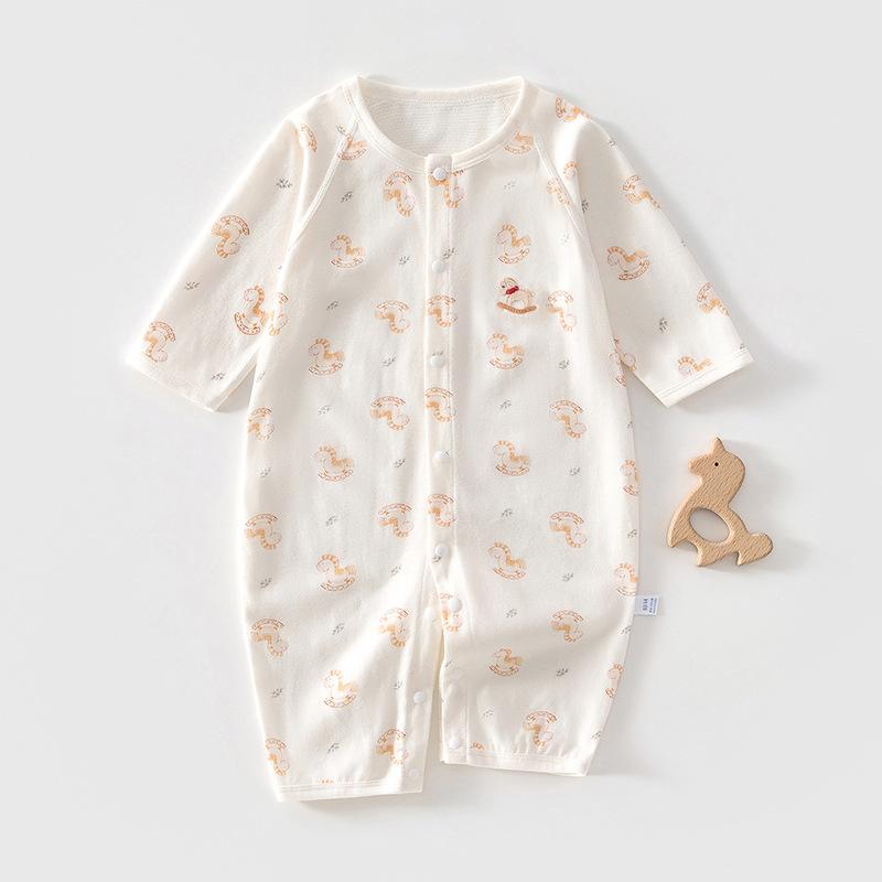Baby Long Sleeve Romper Summer Cotton Mesh Breathable Newborn Infant Onesie Lightweight Sleepwear Crawling Clothes