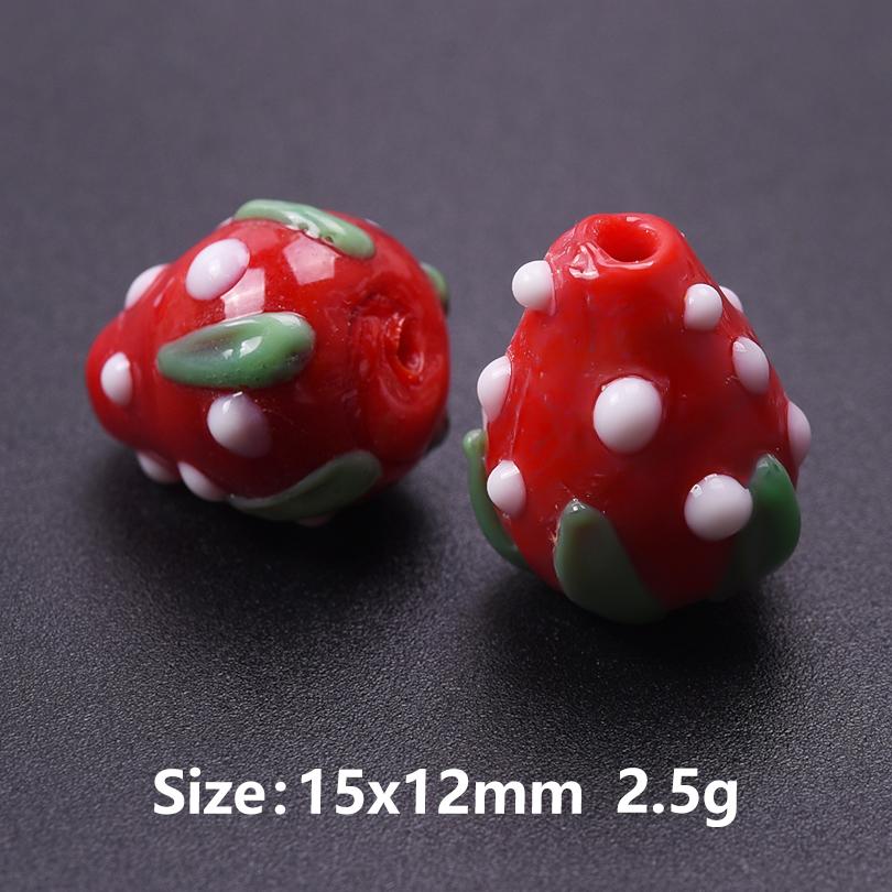6pcs Mix Glass Fruit Pendant 3D Enamel Strawberry Charm For Jewelry Making Bracelet Anklet Necklaces DIY Beads Pendant Findings