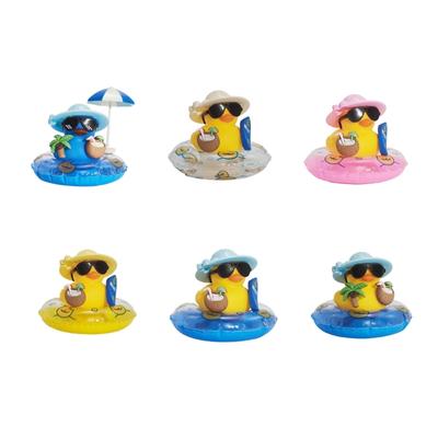 Upgrades Car Dashboard Decors Tropical Duck Figurine with Coconut Tree Design for Stress Relief & Interior Styling