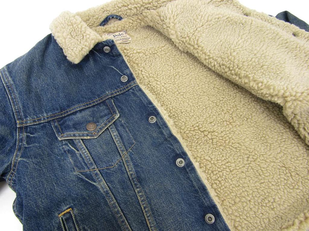 POLO RALPH LAUREN Denim Jacket with Patch and Fleece Size Blue Men's Detail, M, (Product Code 0101908)
