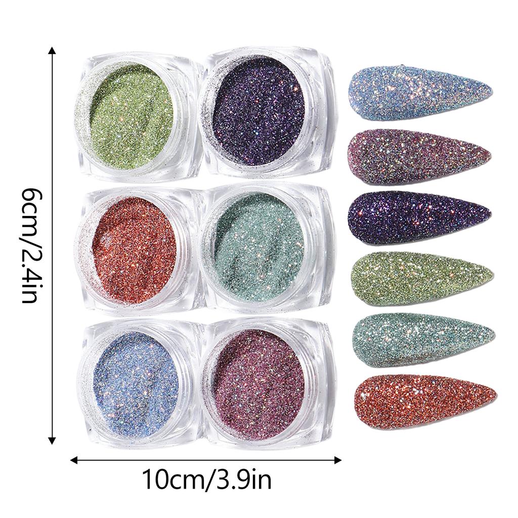 6 Color Nail Powder Set Holographic Glitter Nails Glitter Nail Powders Nails Art Decorations Perfect for Beautiful Nails