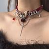 Corss Y2K Velvet Necklace Eyes Tassel Beaded Necklace Punk Butterfly Rose Choker  Gifts