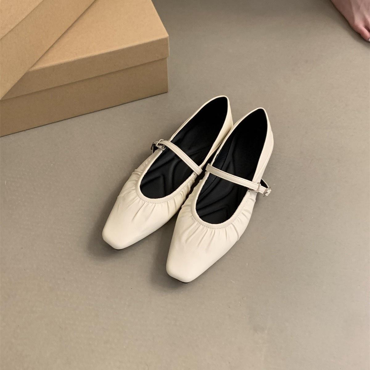 

Серебристые туфли женские весенне-осенние новые мягкие кожаные нежные феи стиль темперамент французские вечерние туфли туфли Мэри Джейн на плоской подошве 35