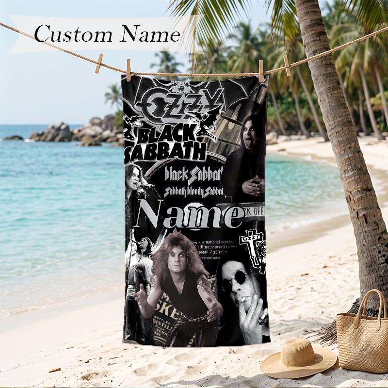 Ozzy Osbourne Custom Name Printed Beach Towel Personalized Soft Towel For Swimming Beach Travel