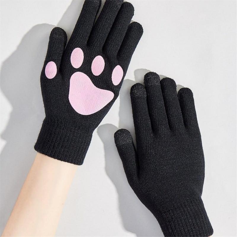 Warm Toe Bean Gloves Thick Stylish Mitten Gloves Full Finger Lovely Handwear Stylish Thicken Gloves for Girl Women