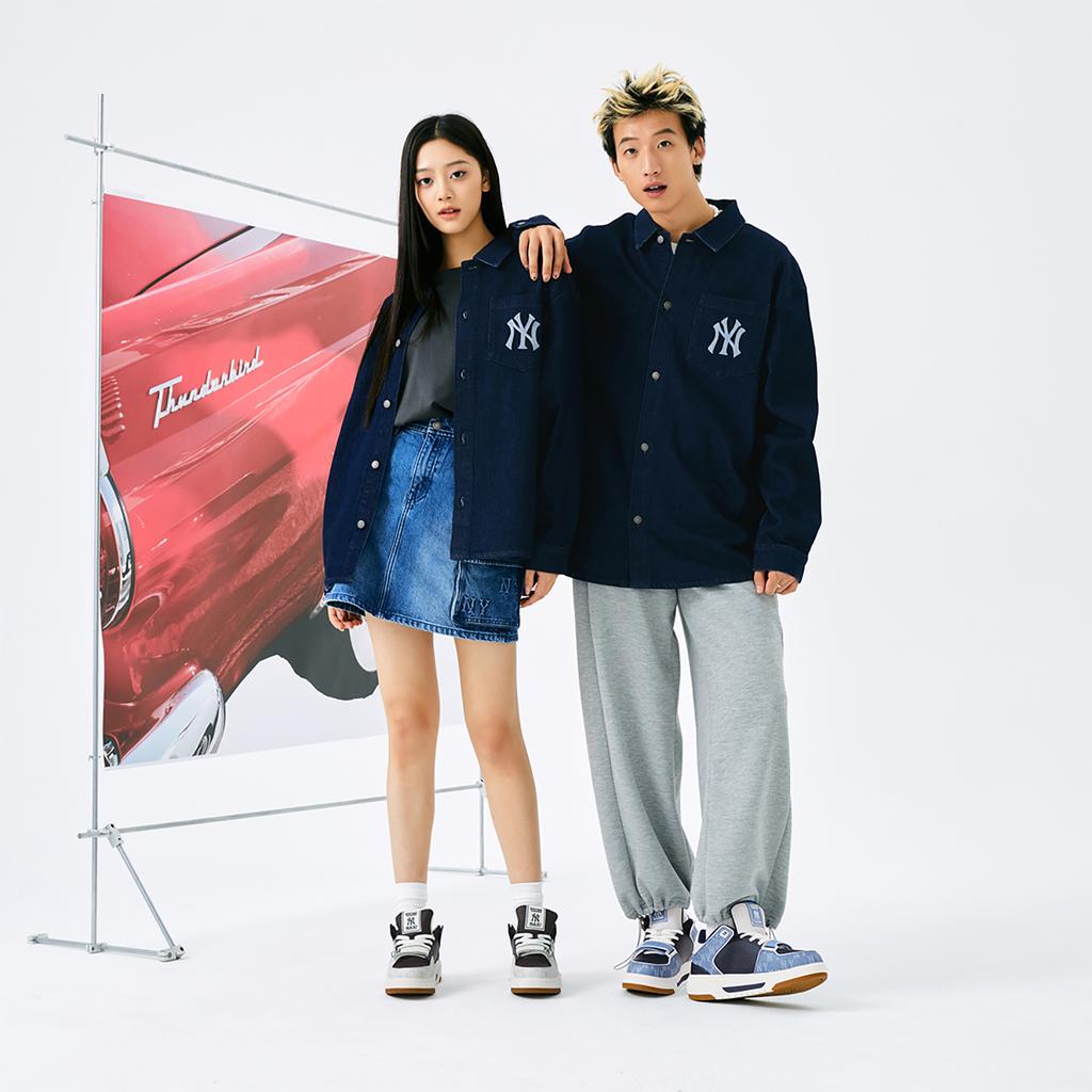 New MLB Chunky Liner Mid Top Casual Shoes Unisex Gray White 3ASXCHL4N-50GRS