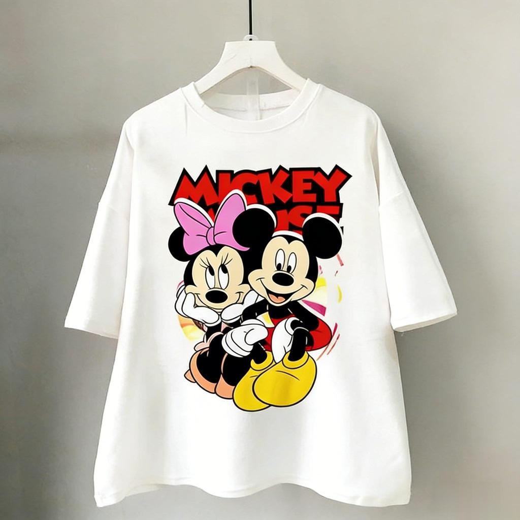 Mickey Minnie Mouse T Shirt Women Man Cotton Short Sleeve Tops Oversized Disney Graphic Tee 2026 Summer Y2k Casual Tops Unisex