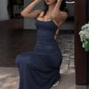 Women Y2k Sexy Lace Up Hollow Out Backless High Waist Slim Fit Bodycon Long Maxi Dress