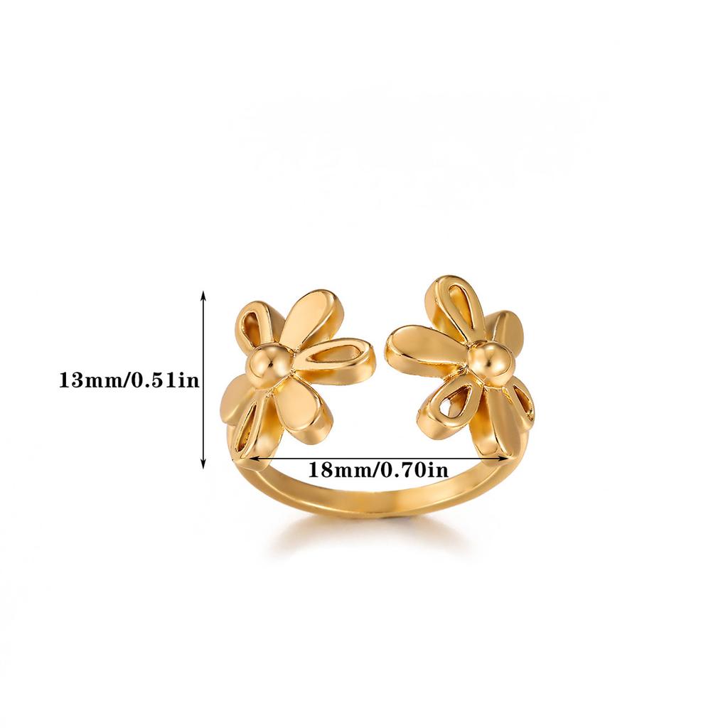 Minimalist Corss Hollow Opening Rings For Women Flower Buds Anillos Fashion Ring Gold Color Romantic Jewelry Party Punk Gift