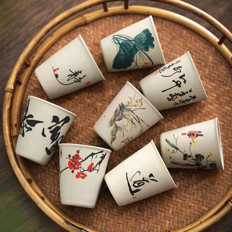8pcs/set Ceramics Tea Cups Creative Chinese Tea Culture Office Home Drinkware Water Cup Porcelain Tasting Cup Gift Box 2025 New