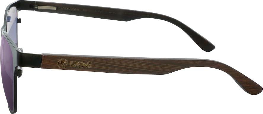 iZONE High Performance Polarized Sunglasses WOOD Wooden IDRIVE Takumi Driving Fishing Golf [iZONE] Men's P603-HC-1-2 (Dark Black/Purple)