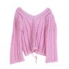Chunky Knit V-Neck Crochet Sweater: Spring/Summer Long Sleeve Hollowed Pullover for Women