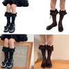 Breathable Cotton Hosiery Socks for Girls Toddler Stretchy Knee High Socks Puff Edge Lace Bows Socks for Autumn Spring