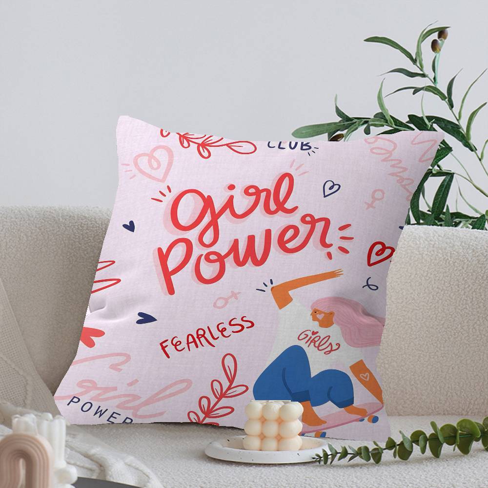 Feminist Fashion Art Pink Girl Cushion Cover Decorative Pillow Sofa Home Decor case pillow cases