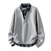 2026 Frühling/Herbst Trendiger Lässiger Karierter Hoodie - College-Stil, Lockere Passform, Fake Two-Piece, Langarm