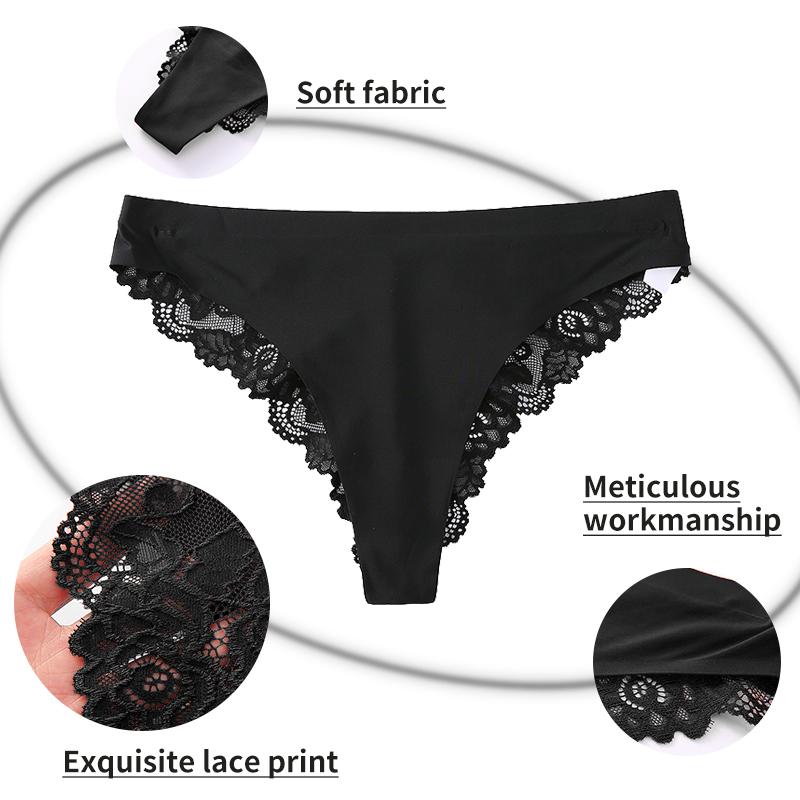 3 Stück Damen Sexy Dessous Slips Spitze Übergröße Slips Niedrige Taille Unterhosen Intimbekleidung Nahtlose Slips Seidenhöschen Damen Tangas