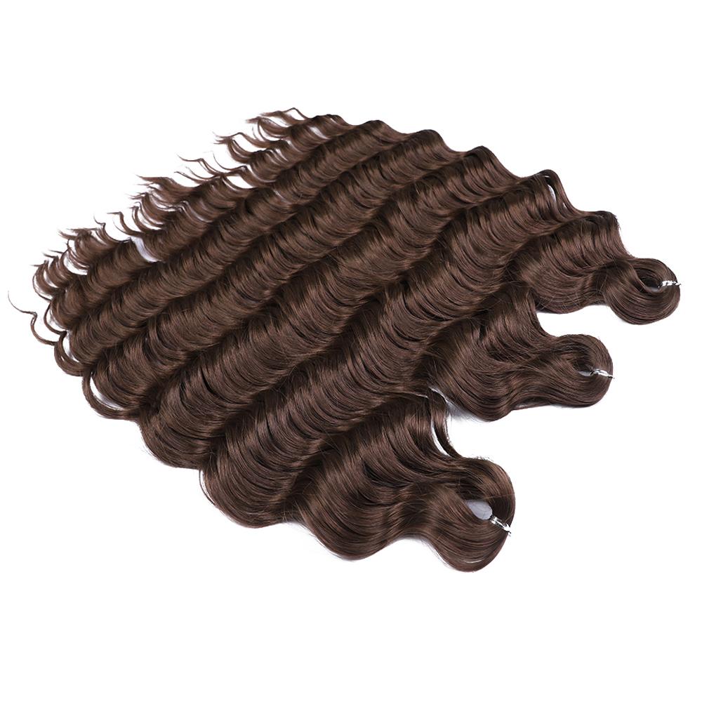 Anna Hair Synthetische, lockere Deep Wave Flechthaar-Extensions, 60 cm (24 Zoll), Wasserwellen-Zopfhaar, dunkelbraunes Twist-Crochet-Lockenhaar