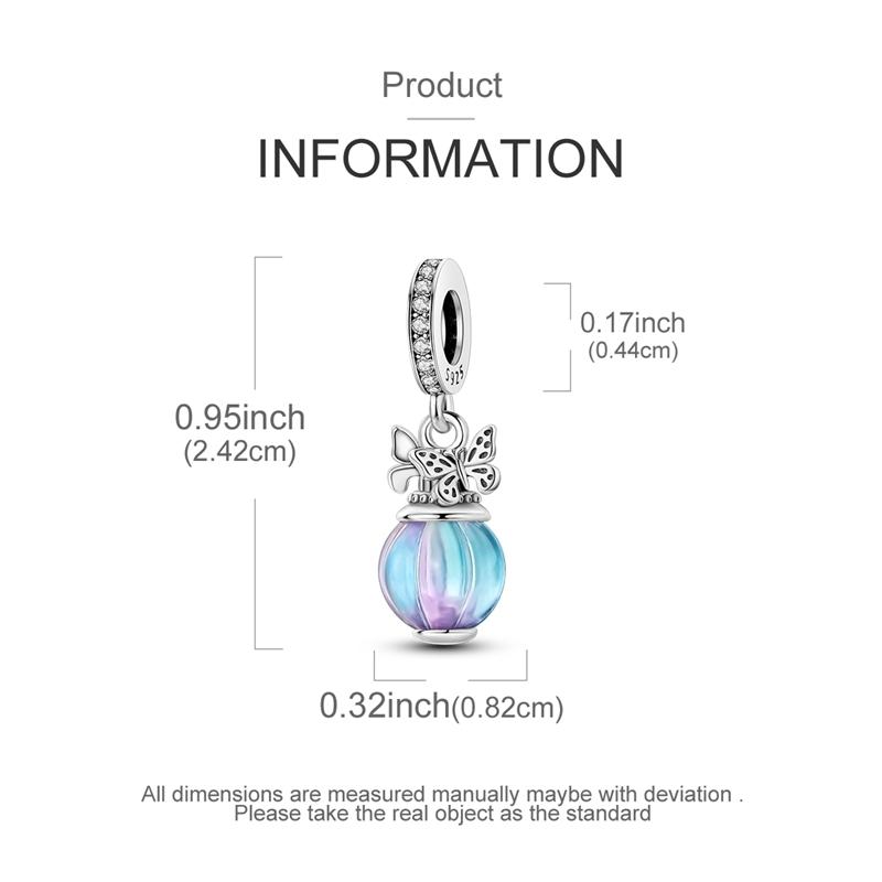 100% Real Copper Charms Bead Luminous Butterfly Dangle Fit Original Bracelet Diy For Woman Jewelry Party