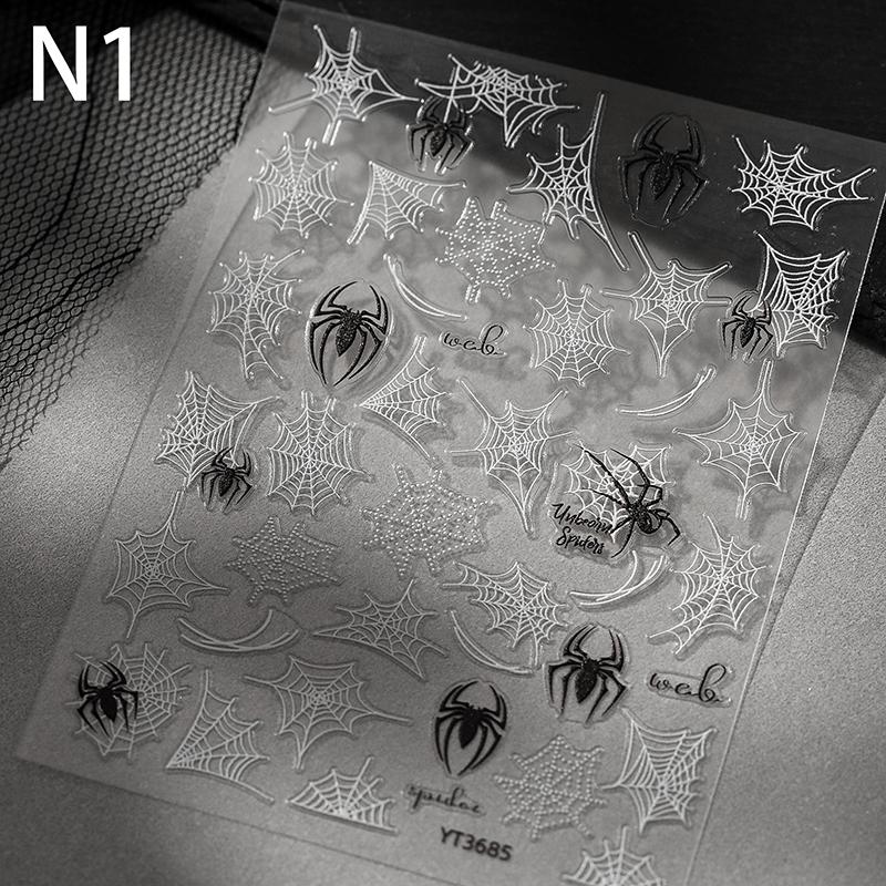 

1 лист 3D наклейки для ногтей Паук Самоклеящиеся наклейки Паутина для декора маникюра N1