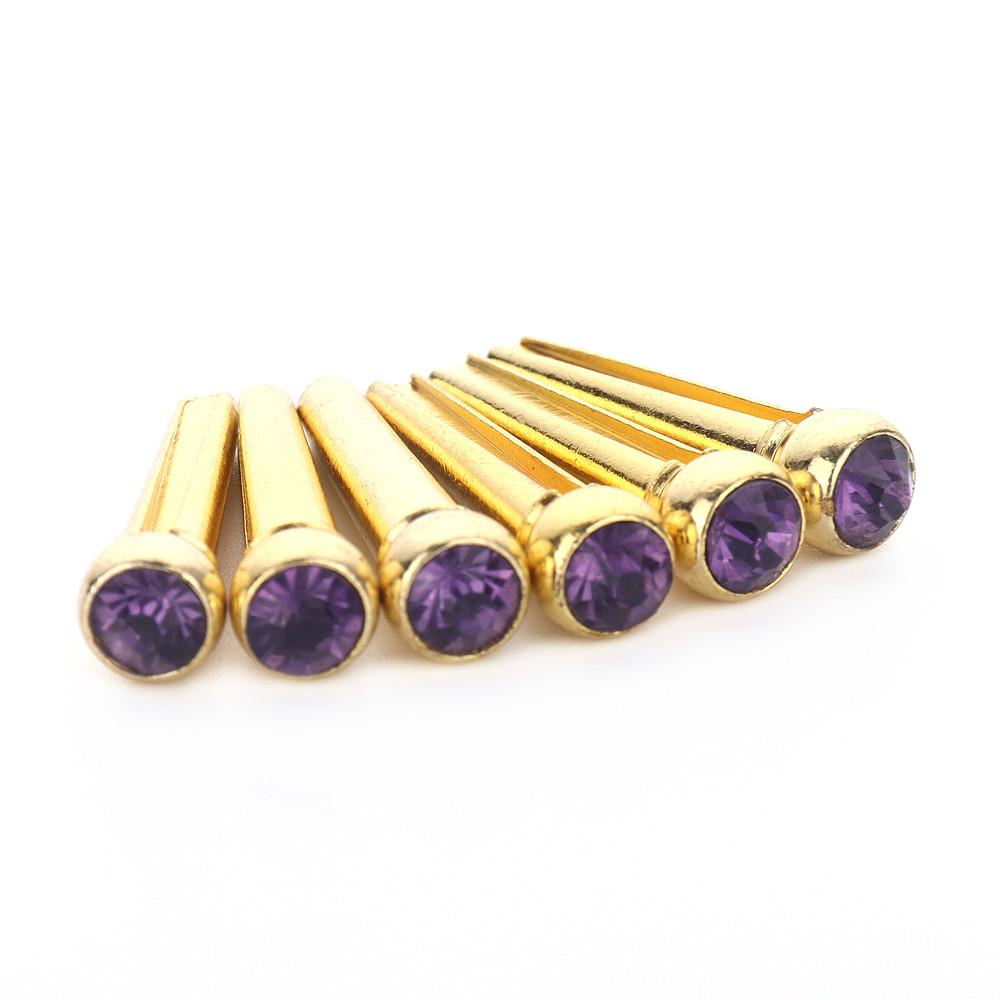 6 pièces Chevilles de Guitare avec Incrustations de Pierres de Cristal Chevilles de Cordes en Métal pour Guitare Acoustique