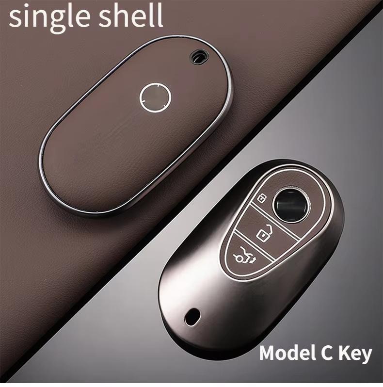 For Mercedes-Benz TPU Car Key Cover E-Class/Class E300L/C260L/A200L Car Key Decorative Leather Pattern All-Pack Protective Case