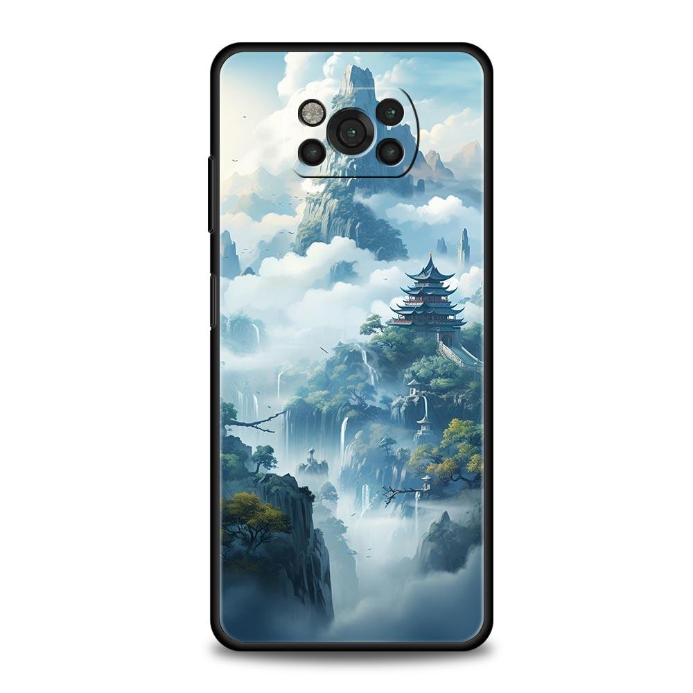 Phone Case For Xiaomi Poco X6 X5 X4 Pro 5G X3 NFC F5 F4 M5 M4 M3 F3 GT C51 C50 C55 Soft Silicone Black Cover Landscape Art