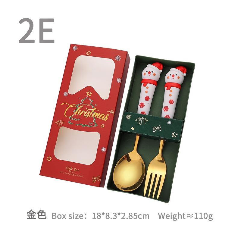 New Christmas Deer Dessert Spoon Set Christmas Tree Spoon Fork Santa Claus Tableware Gift Set Cubiertos De Acero Inoxidable