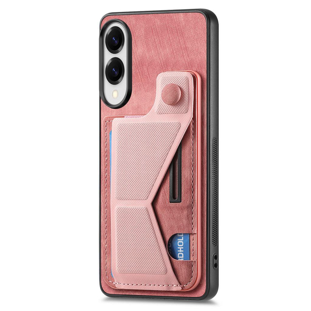 For Samsung Galaxy S25 Edge Case with Card Slot Kickstand Retro Leather Back Cover